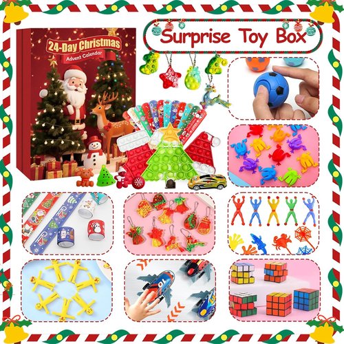 Fidget Advent Calendar 2025 - Christmas Countdown with 24 Surprising Fidget Toys | Perfect Stocking Stuffer for Kids