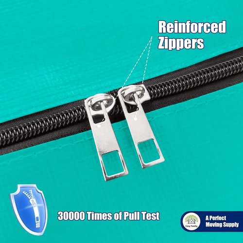 Cosy Family Extra Large Moving Bags - 8 Pack with Backpack Straps & Strong Zippers | 40 Gallon, Aquamarine