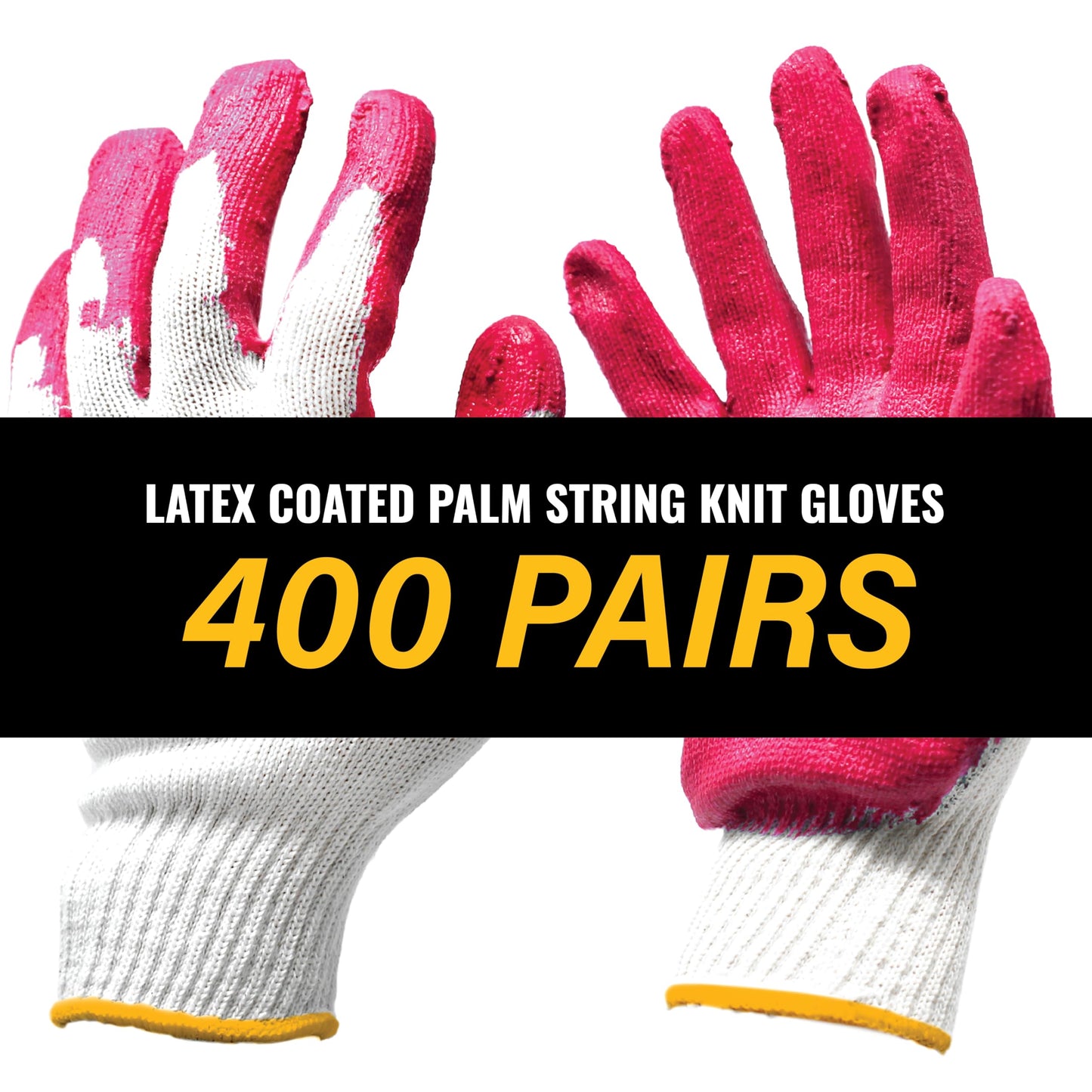 Jumuk Supplies 400 Pairs Bulk Red Rubber Palm Working Industrial Gloves for Warehouse, Moving, Construction, Landscaping Business Gloves