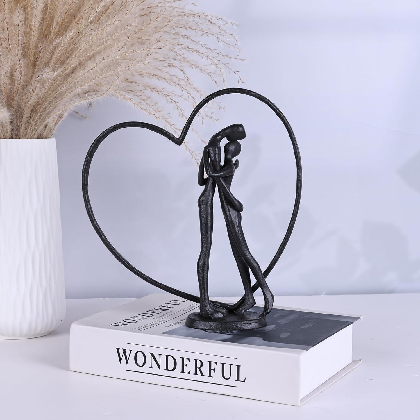 Suruim Anniversary Iron Sculpture - Romantic Heart Statue Gift for Couples | Perfect Valentine's Day Present