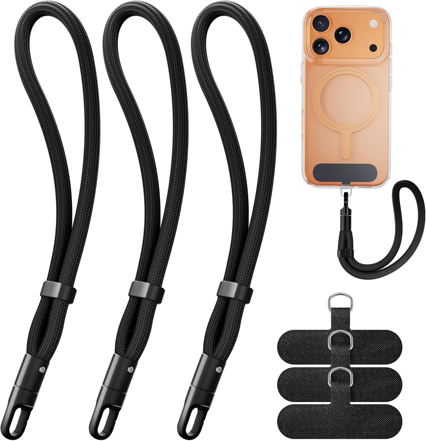 3 Pack 3x SHANSHUI Hand Wrist Strap Lanyard, Adjustable Cell Phone Lanyard Strap, Hand Wrist Strap Lanyard with Tether