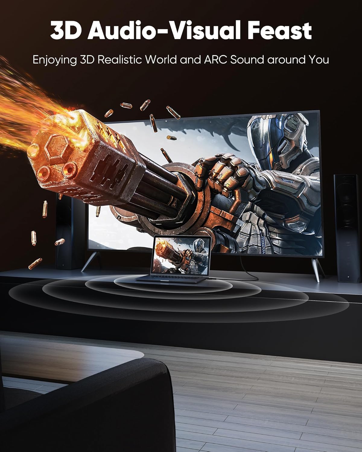 4K 15FT 4K@60Hz 18Gbps 3D, 2.2, PS-5/4/3/4K Highwings Long HDMI Cable - HDR Braided HDMI Cord, High Speed