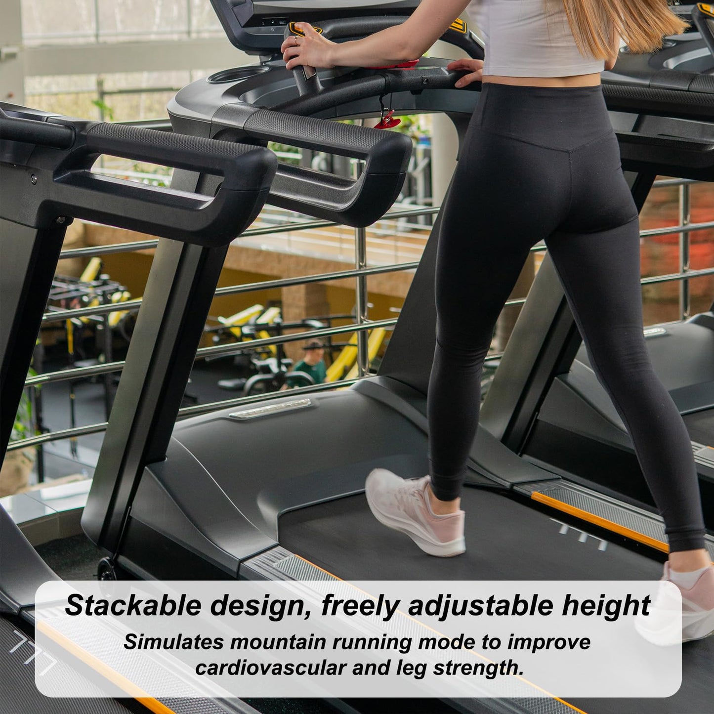 Sinbana 4pcs Treadmill Incline Riser Blocks, 6.8x6.8x7.5cm/2.7x2.7x3in Stackable Incline Riser Blocks for Leveling & Uphill Training with 4 Anti-Slip Pads for Home Gym Treadmill Accessories