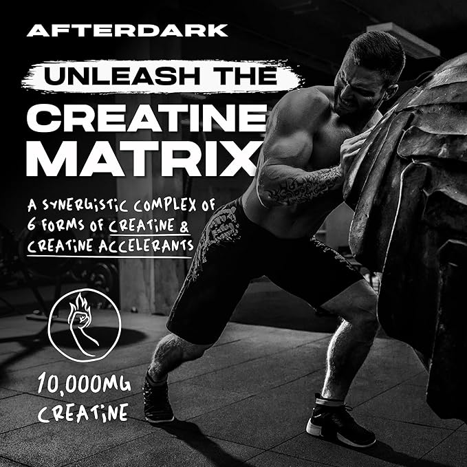 AfterDark Supplements Creation Creatine Monohydrate Powder, 10000mg Creatine Matrix Blend, Promotes Power, Endurance & Muscle Growth, GMP Certified, USA Made, 21 Servings, Cherry Italian Ice