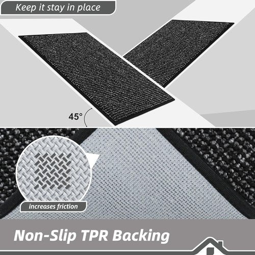 BEQHAUSE Dirt Trapper Door Mat - Non-Slip, Washable, Absorbent Entrance Mat | 20" x 48", Black