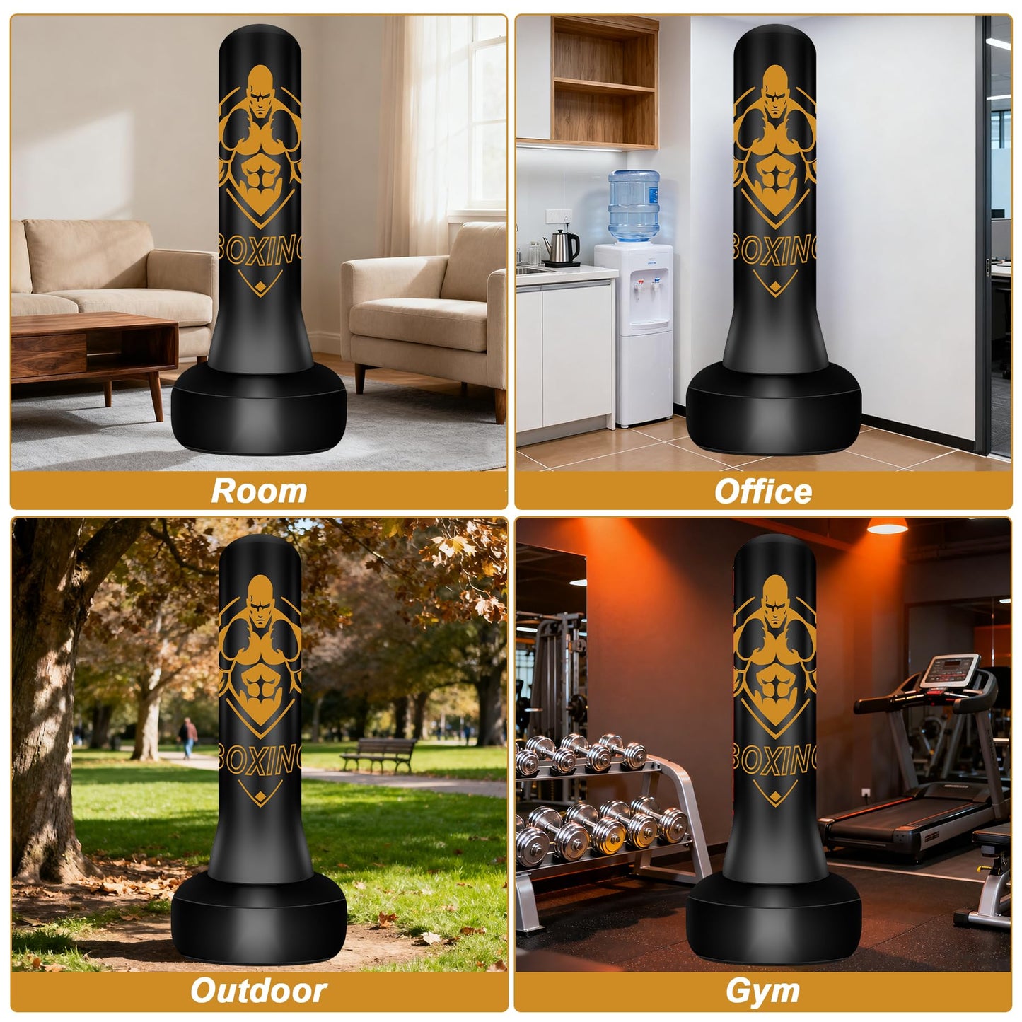 Freestanding Punching Bag for Adults, 70" Heavy Bag Inflatable Boxing Bag, Boxing Equipment Bag with Stand, Kickboxing Bag for Training Gym MMA Muay Thai Fitness