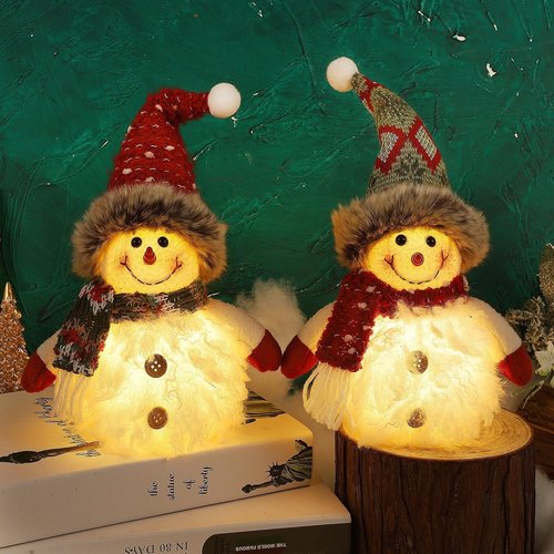 Juegoal Lighted Snowman Figurines - 10 Inch Christmas Table Decorations | Battery Operated Holiday Ornaments
