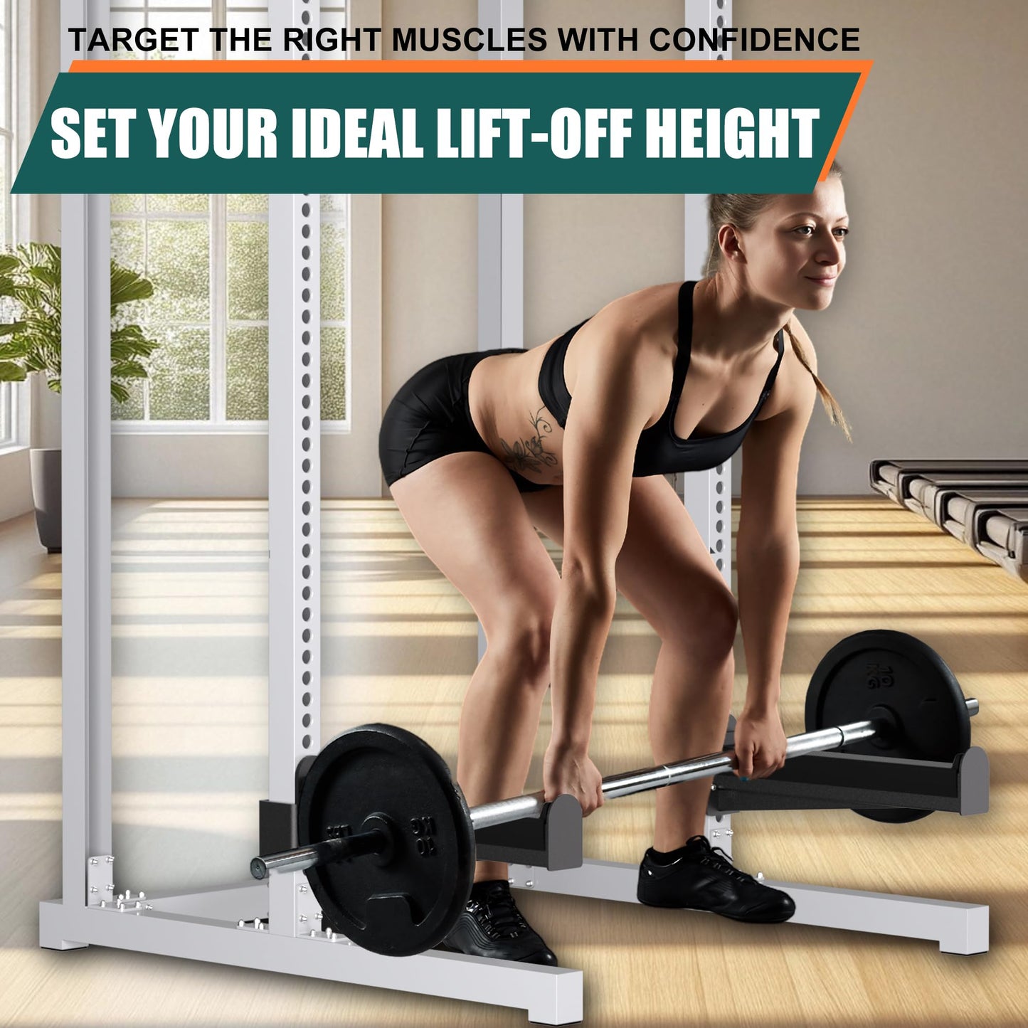 KOSEOO Spotter Arms, Heavy-Duty Squat Rack Safety Bars for 2x2 Rack, Power Rack Attachments, Compatible with 5/8 "or 1" Holes, 2 Pack