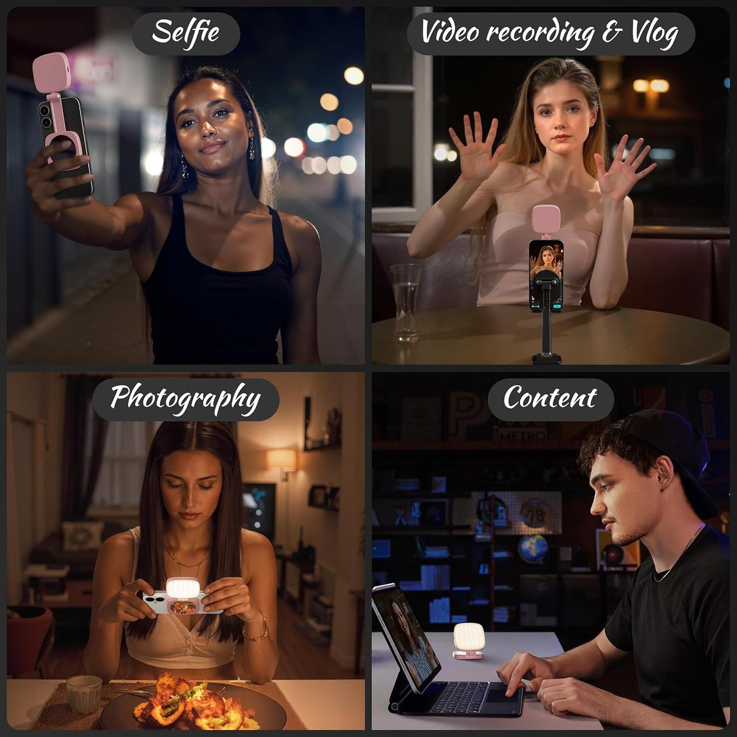 cocobeen 5 Magnetic Selfie Light for Phone: Led Mode with Mirror Compatible for iPhone & Android - Rechargeable