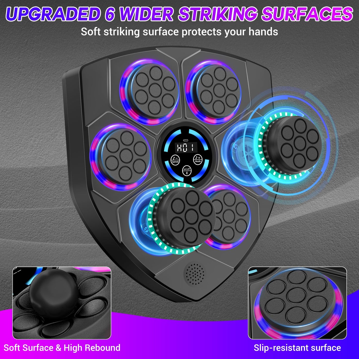 TGLLM Music Boxing Machine, Wall Mounted Boxing Machine with Gloves, Smart Music Punching Target for Kids Adult, LED Electronic Boxing Workout Machine with 9 Modes & 9 Speeds