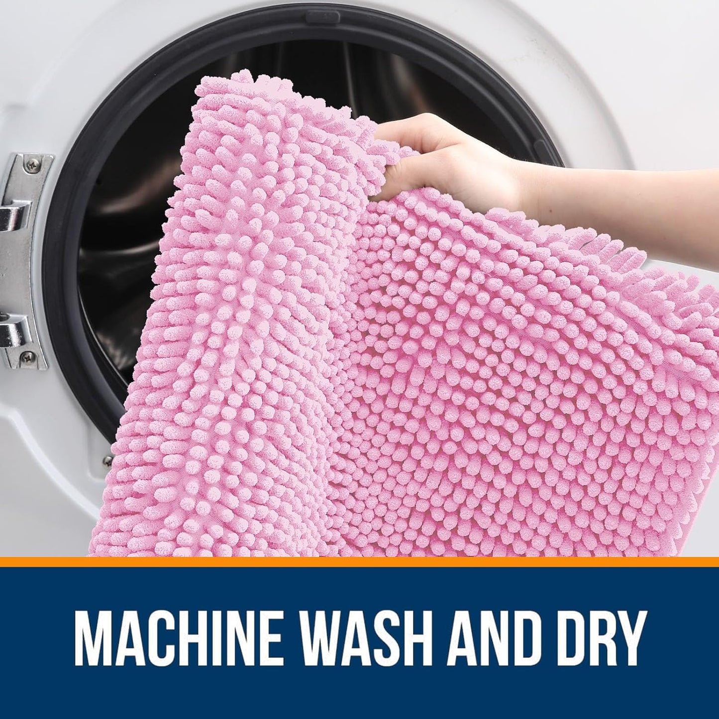 OLANLY Bathroom Rugs - Extra Soft Chenille Bath Mats | Quick Dry, Machine Washable, 36x24, Pink