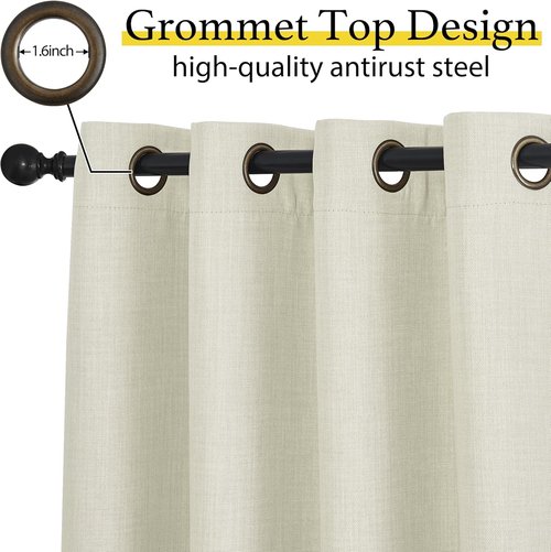 NICETOWN Blackout Thermal Insulating Curtain Valances - 30 Inch Length, 2 Panels for Kitchen & Bathroom (Natural)