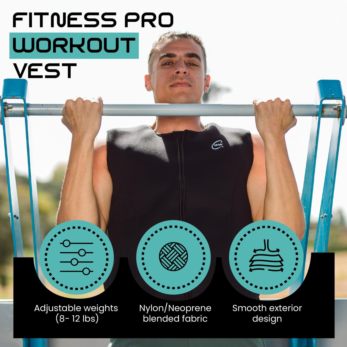 Challenge Weighted Workoutwear - Weighted Workout Vest, Compression Weighted Fitness Pro Vest, Strength Training Weight Vests with ⅛’ Thick Weights, Weight Vest Holds Up to 16 Lbs, Large