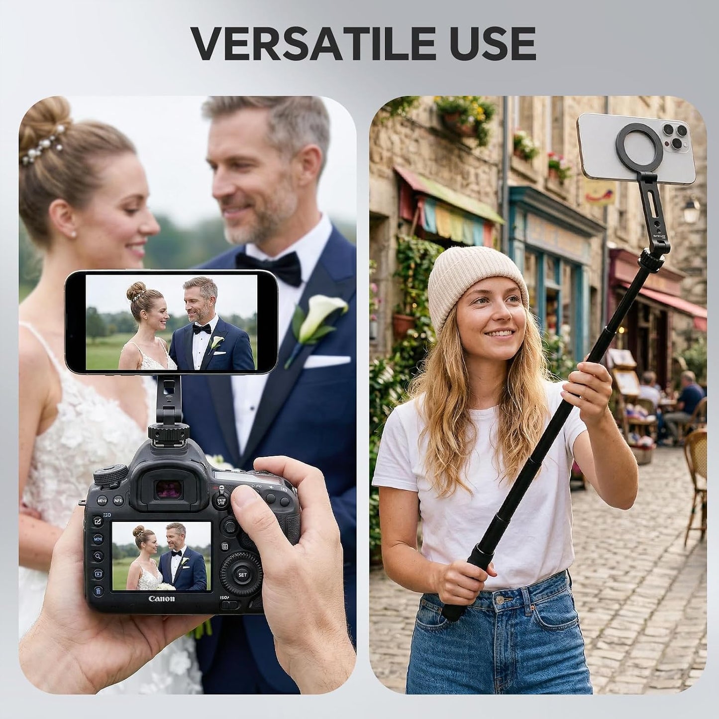 DAUEULITE 17/16/15, PM-10 Magnetic Metal Phone Mount with Cold Shoe Mount, Adjustable Rotatable Phone Tripod Holder