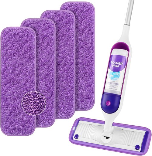 HOMEXCEL Microfiber Mop Pads - Reusable PowerMop Refills for 13''-15'' Spray Mop | Machine Washable, Pack of 4