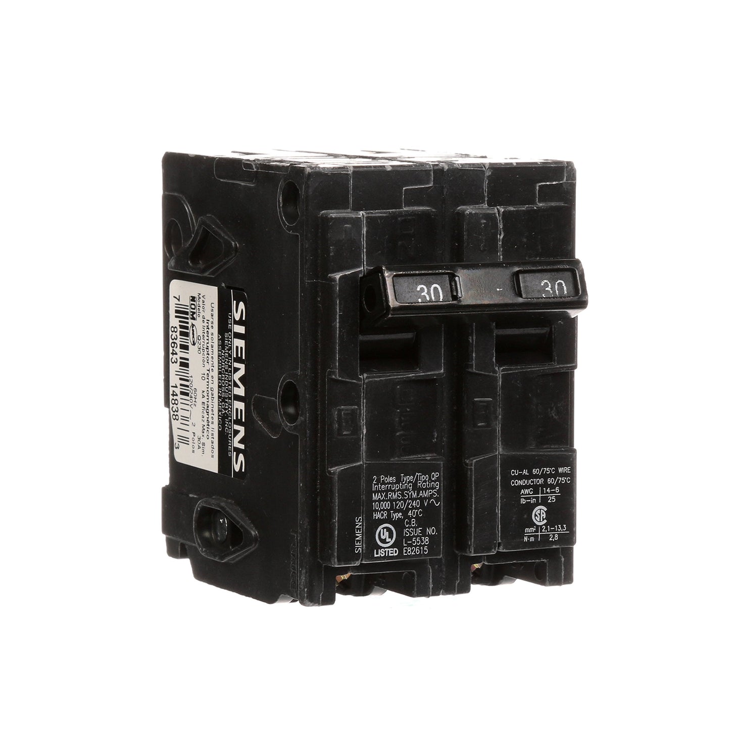 Siemens Talon Temporary Power Outlet Panel with Q230 30-Amp Double Pole Type QP Circuit Breaker