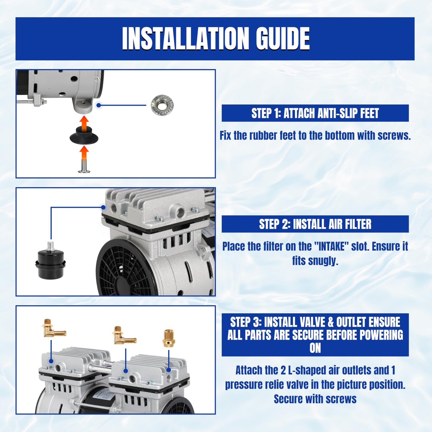 Pond Aerator Pump Lake Aerartion System 5.76 CFM for Up to 3 Acre with 2 Diffusers 3/4 HP Compressor 100' Weighted Tubing for Outdoor Ponds Deep Water Oxygen Circulation