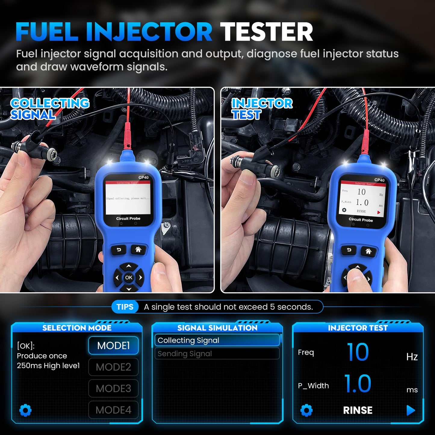 Automotive Circuit Probe Tester Kit All-in-One, 12 24V DC Car Circuit Tester Digital Multimeter Oscilloscope Fuel Injector Battery Tester, Auto Short Circuit Finder Resistance Relay Diode Fuse Tester
