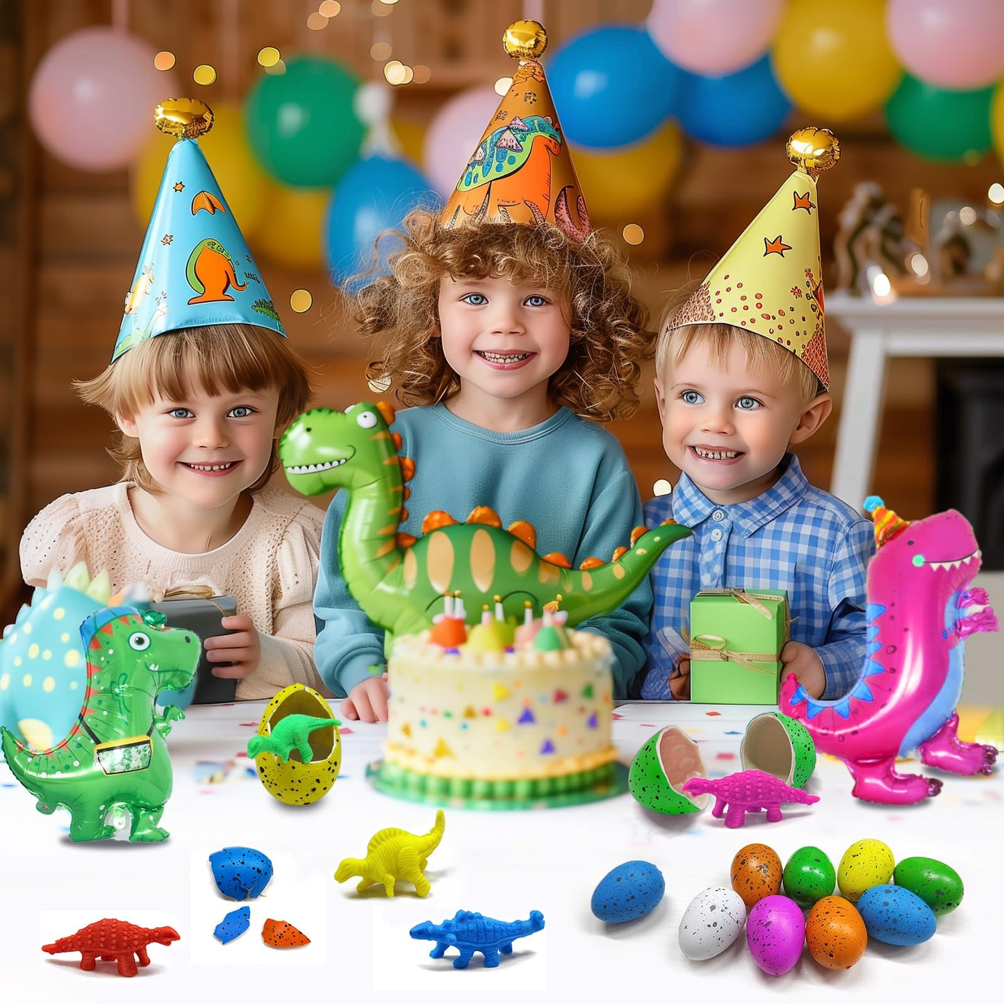 rifamee 30 Pack Valentines Day Gifts for Kids Dinosaur Eggs Classroom Exchange School Activities Party Favors for Boys and Girls with Card