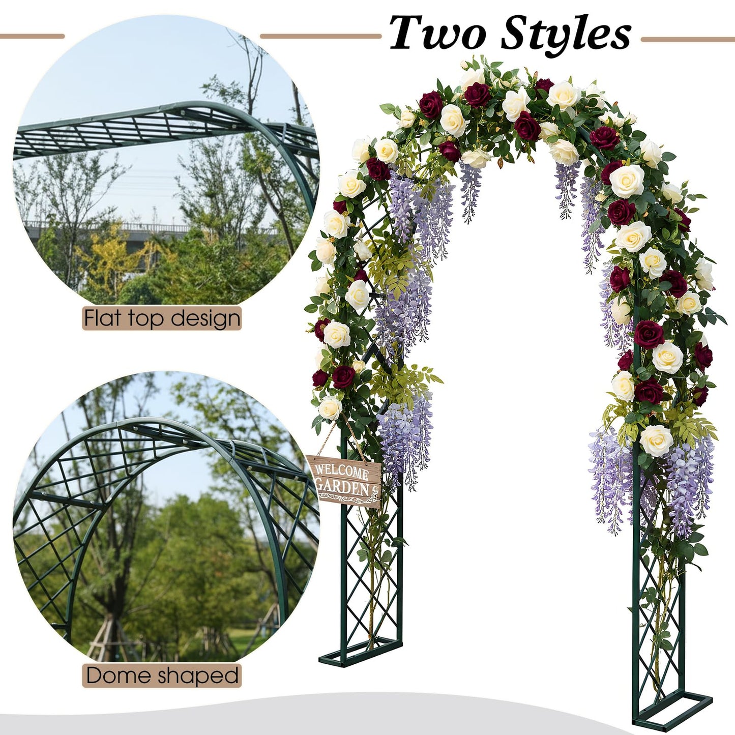 Garden Arch Trellis for Climbing Plants Outdoor Metal Garden Trellis Wide Sturdy Garden Arbor Arches Backdrop Stand for Lawn, Party, Ceremony, Wedding, Decoration Brown 55.1''×15.7''×H90.6''