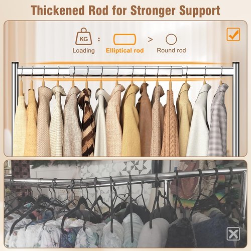 EAGMAK Heavy Duty Clothes Rack - 420 LBS Capacity, Rolling Garment Rack with Lockable Wheels | Silver
