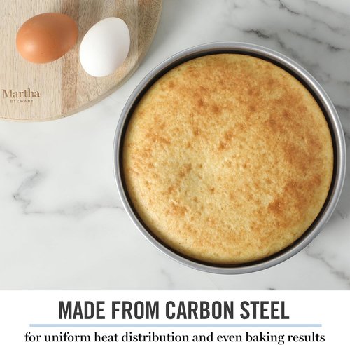 Martha Stewart Gallen 8-Inch Round Nonstick Cake Pan - Durable Carbon Steel Bakeware for Desserts
