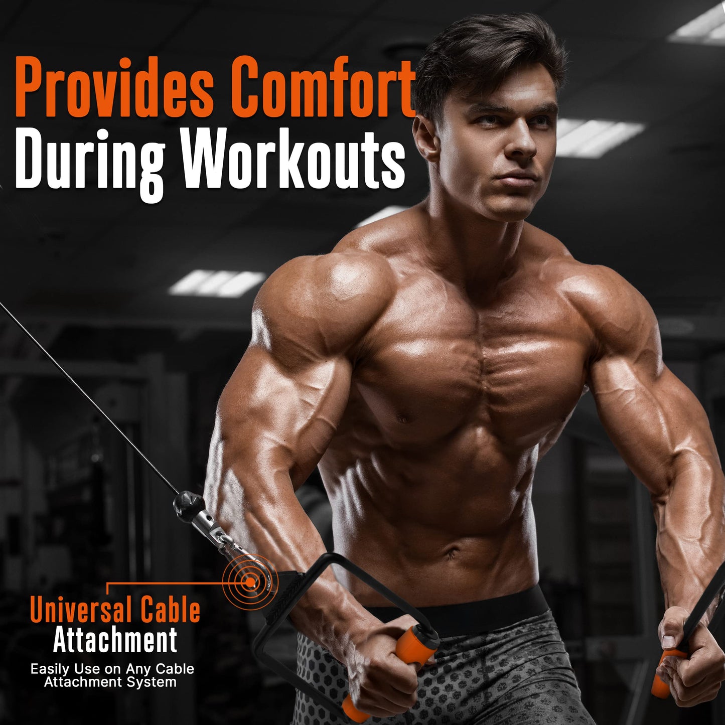 SQUATZ Single D Row Handle - Non-Slip Handle Cable Attachment for Weight Workout with 360 Degree Rotational Knuckle, Great for Seated Row Exercises, Fit Nicely for All Cable Machine Systems