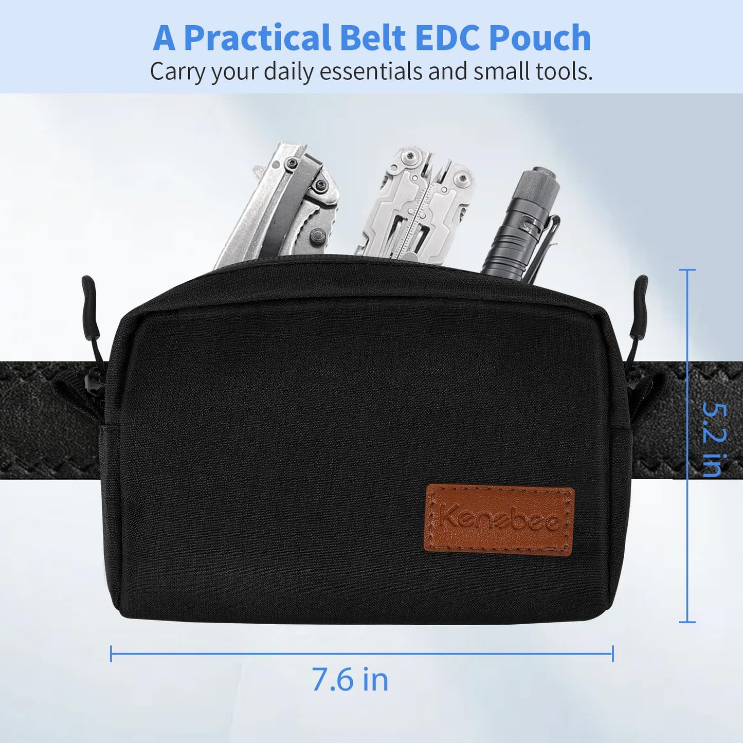 KENOBEE EDC Belt Pouch for Men Women, Water Resistant Heavy Duty Nylon Waist Pack Bag with YKK Zippers for Traveling, Hiking, Outdoors