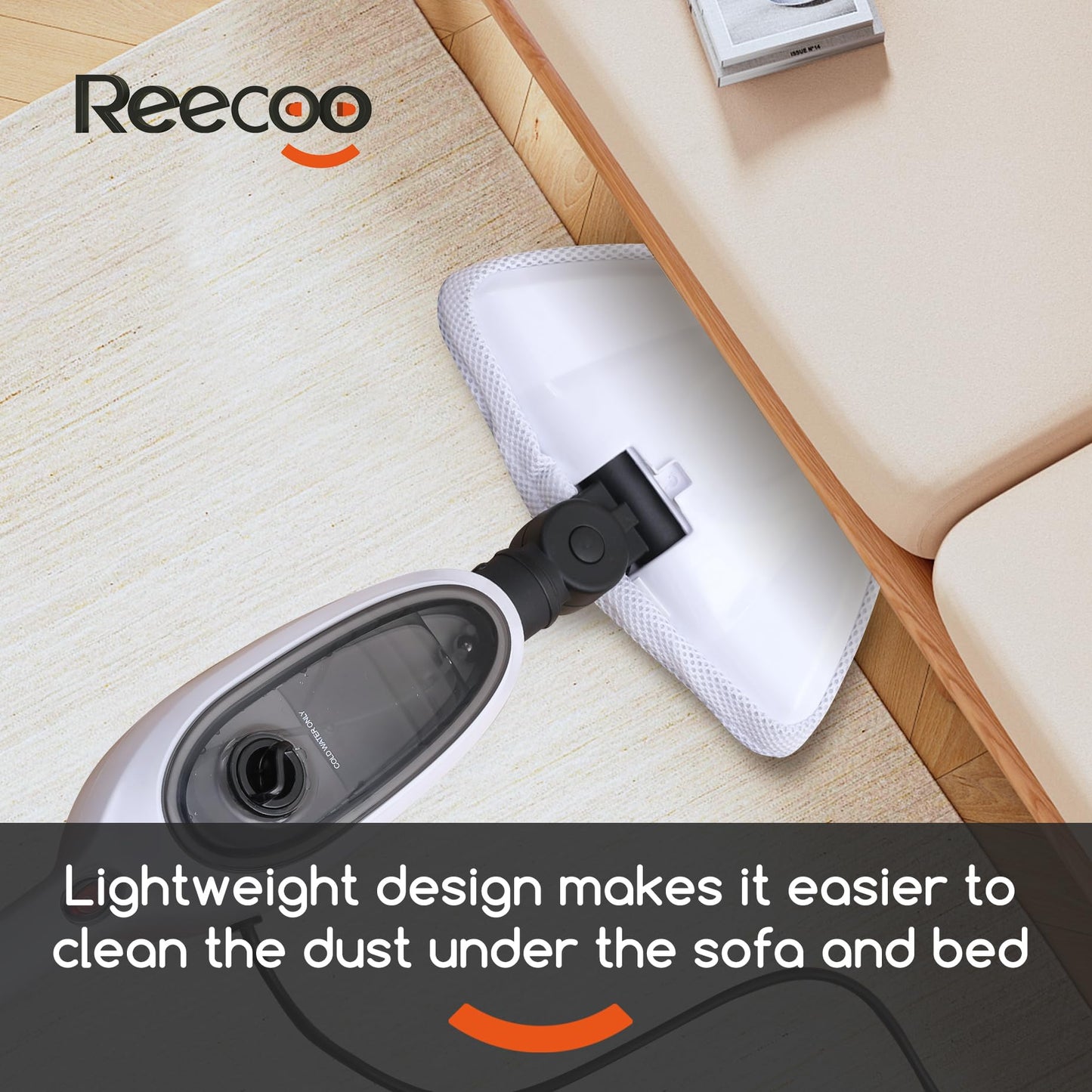 REECOO Steam Mop with Attachments,20s Rapid Heating,Lightweight Floor Steamer for Kitchen, Living Room Wood Floor Tile Carpet Cleaning
