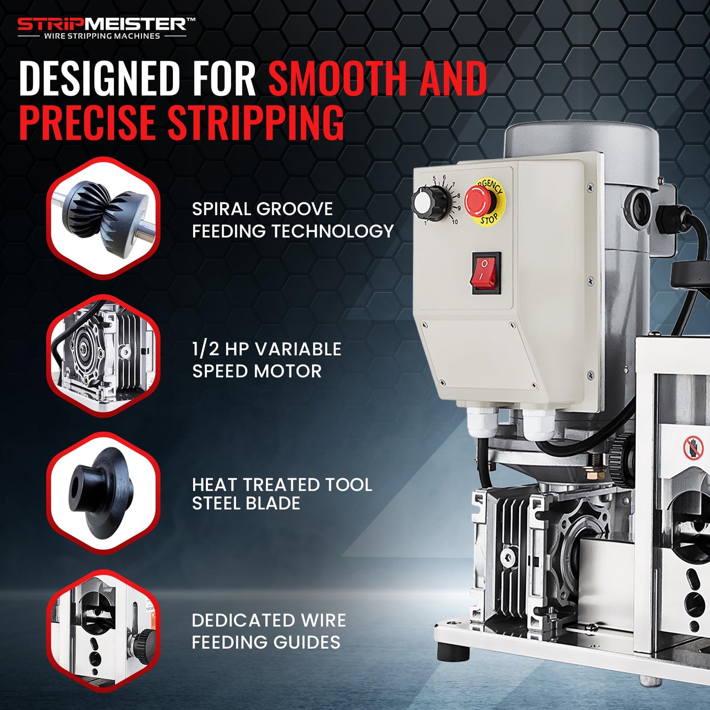 Automatic Wire Stripping Machine – StripMeister E1000 Electric Heavy‑Duty Wire Stripper for Copper & Aluminum Cables up to 1‑3/4”, Industrial‑Grade, Jam‑Free Design