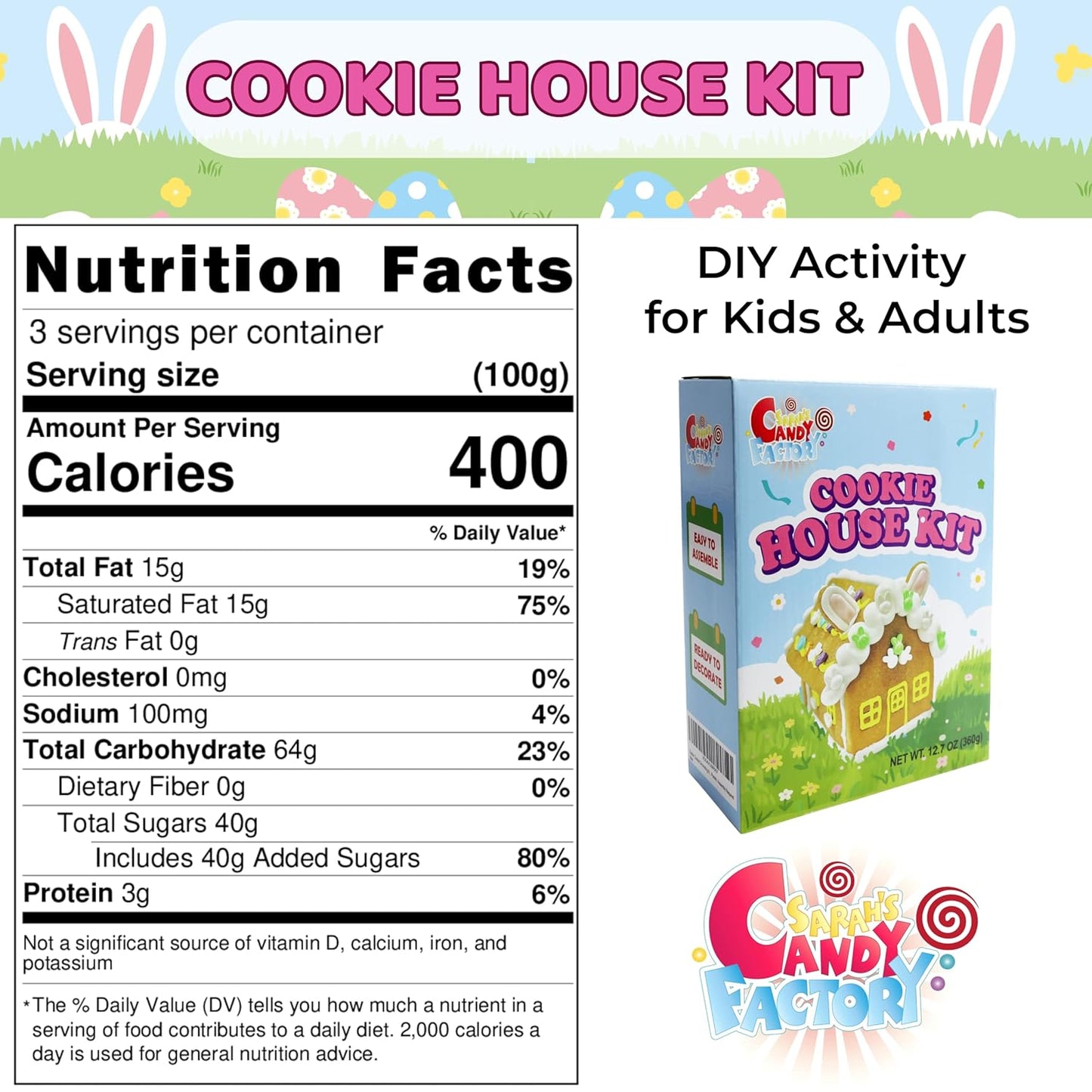 Spring Cookie Decorating Kit by Bunny House - Fun DIY Activity with Icing & Candies | Pre-Baked Panels Included
