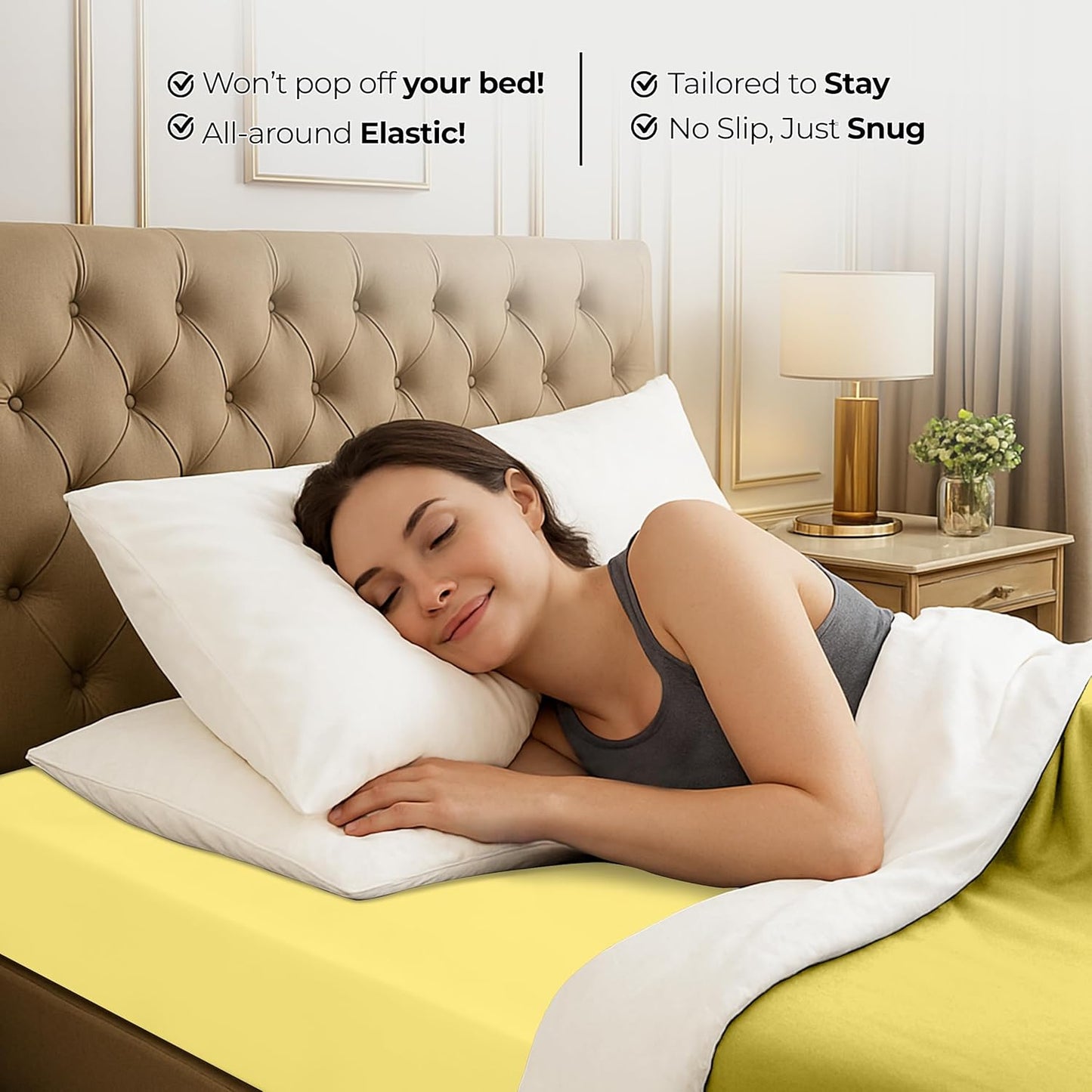 Utopia Bedding Queen Fitted Sheet - Soft Microfiber - Deep Pocket - Fade Resistant - Yellow