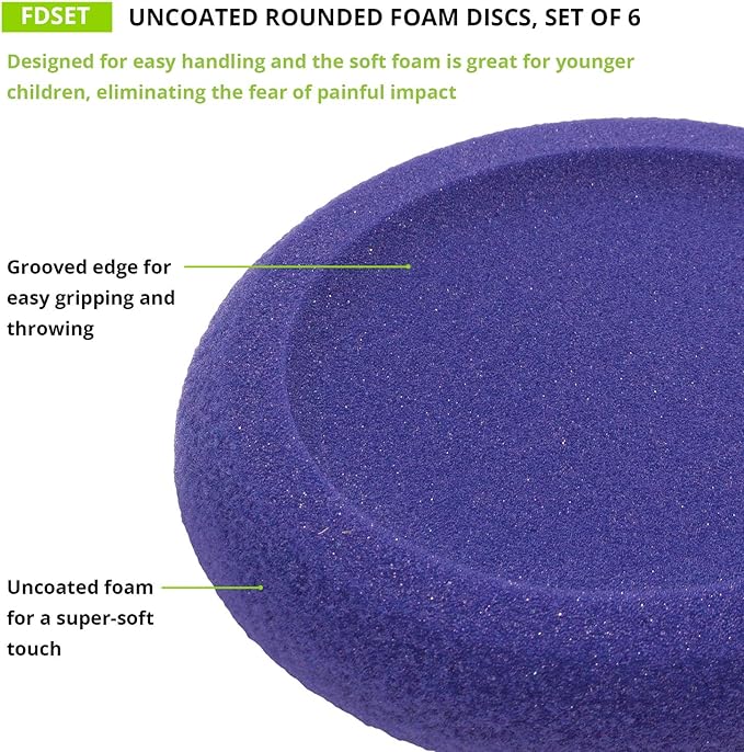 Champion Sports-CHSFDSET Rounded Edge Foam Discs, Red/Yellow/Royal Blue/Green/Orange/Purple