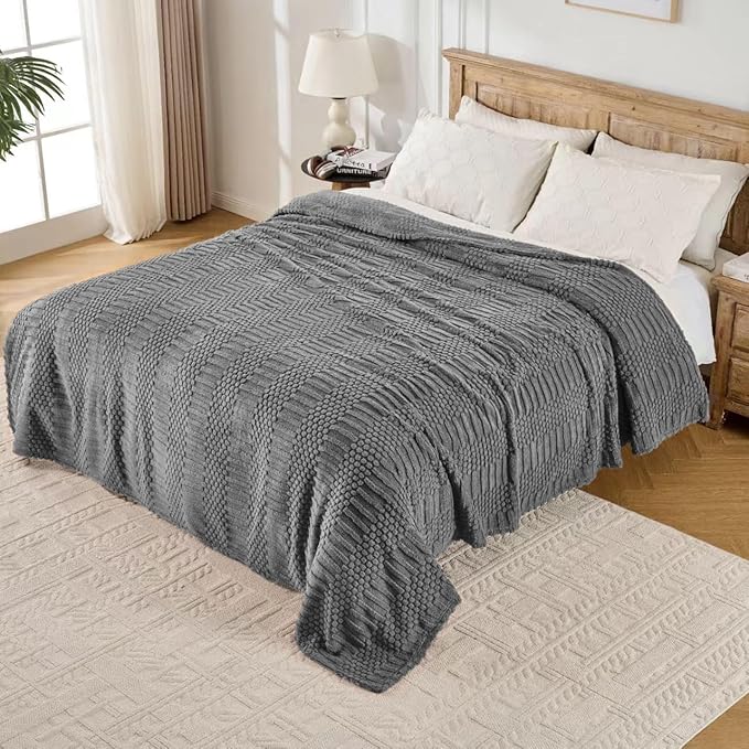 90x104 Inch Grey King Size Blanket - Soft & Fluffy Fleece, Neutral Tan Color, Cute & Aesthetic, Perfect for Sofa, Couch, Bed, Living Room & Bedroom, All-Season Use, Plush & Cozy Decorative Blanket