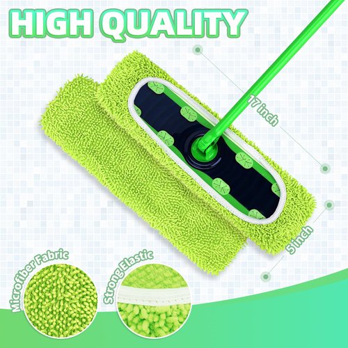 Nicemiya 4 Pack Reusable X-Large Mop Pads Compatible with Swiffer Sweeper XL, Microfiber Chenille Washable Swiffer XL Mop Pads, Dry & Wet Sweeping Mopping Cloths XL
