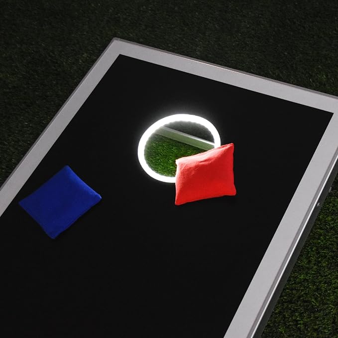 GoSports 4 x 2 ft Aluminum Cornhole Game Sets – Choose LED Lights or Standard - Set Includes 2 Foldable Regulation Size Boards, 8 Bean Bags, & Rules