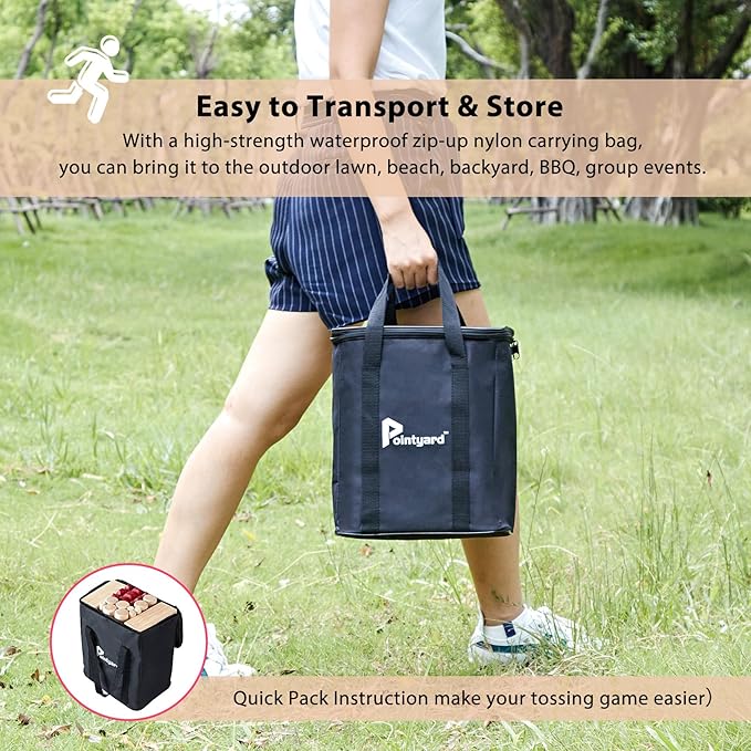 Pointyard Kubb Yard Game Set, Kubb Game Set with Carrying Bag - Wooden Toss Game Set for Outdoor Lawn Teenagers Adults Family
