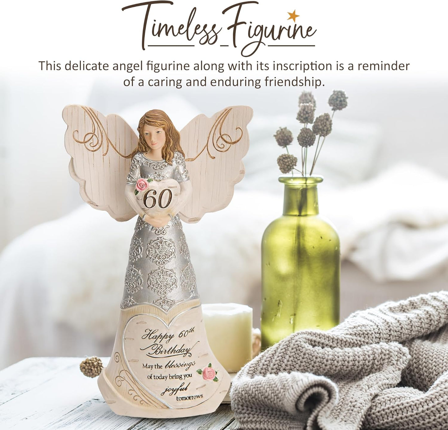 Pavilion Elements Angels Figurine - Guardian Angel Display for 60th Birthday - 6" Collectible Decor