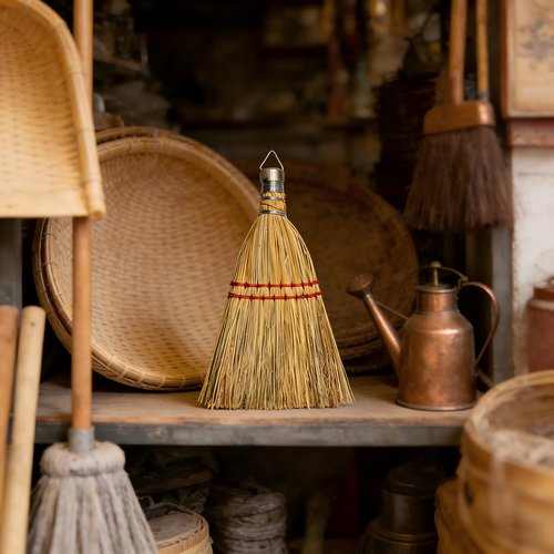 12 Inch Corn Handmade Broom Mini Whisk Made of Natural Corn Broom Straw with a Solid Metal Hang Design for Outdoor Car Porch Debris Dust Dirt Driveways Sidewalks Halloween