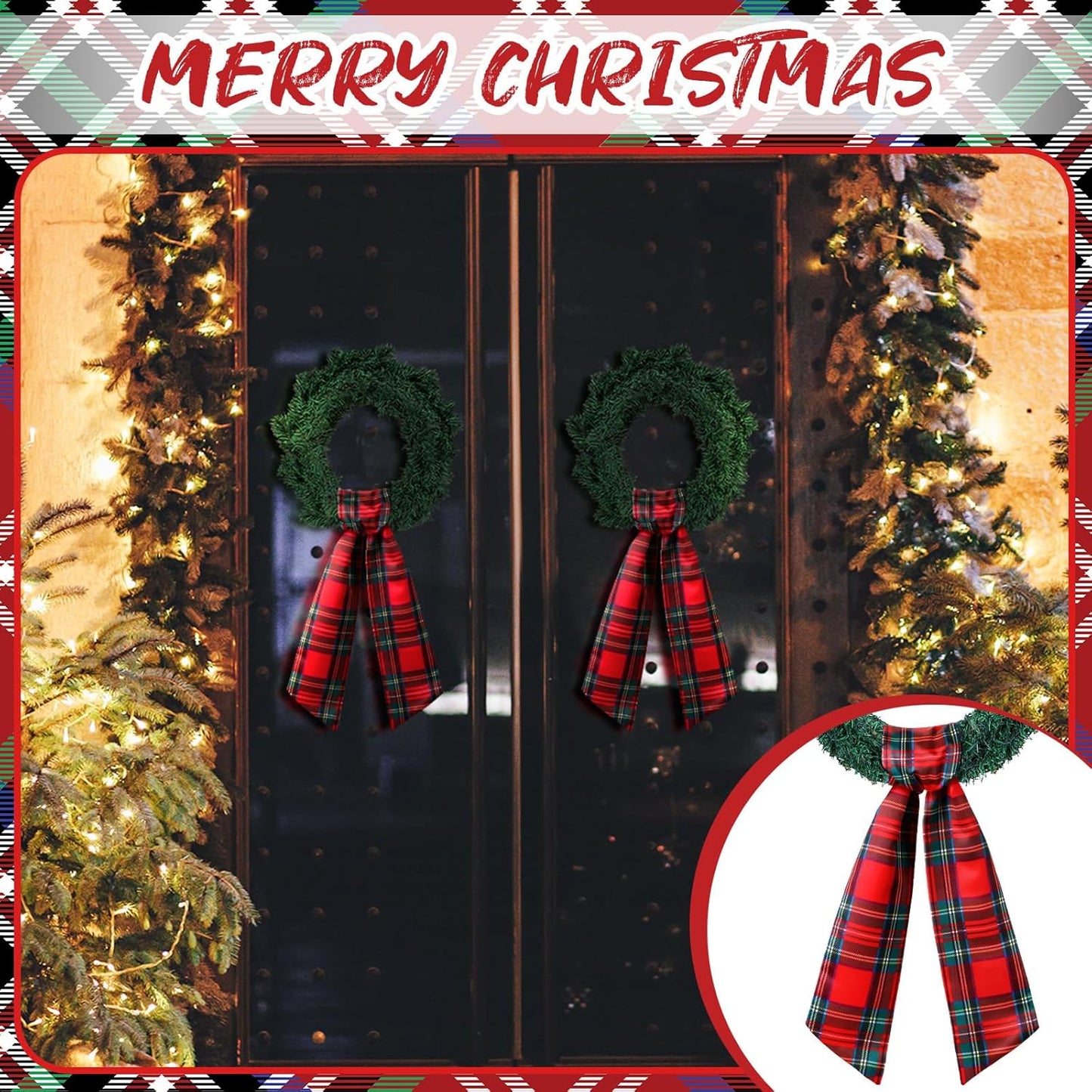 VitalCozy Christmas Wreath Sash - Satin Ribbon for Monogrammed Decor | Indoor/Outdoor Holiday Accessory
