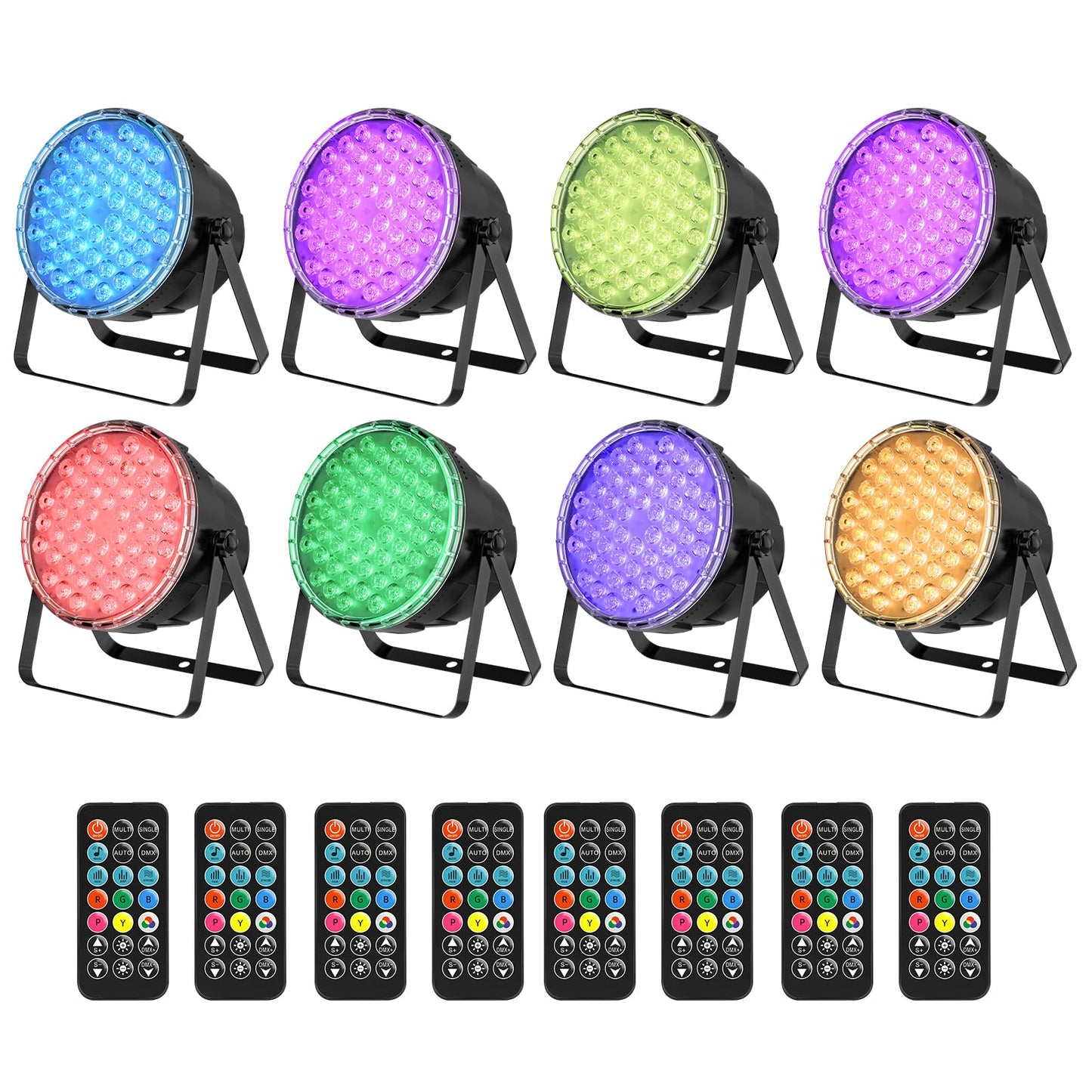 BETOPPER Par Lights with Remote Control, 54x3W LED RGB 3-in-1 Stage Lights DMX DJ Lighting Fixtures, Superior Brightness Strobe Light & Wash Light for Party, Concert, Church, Wedding, Bar,8 Pack