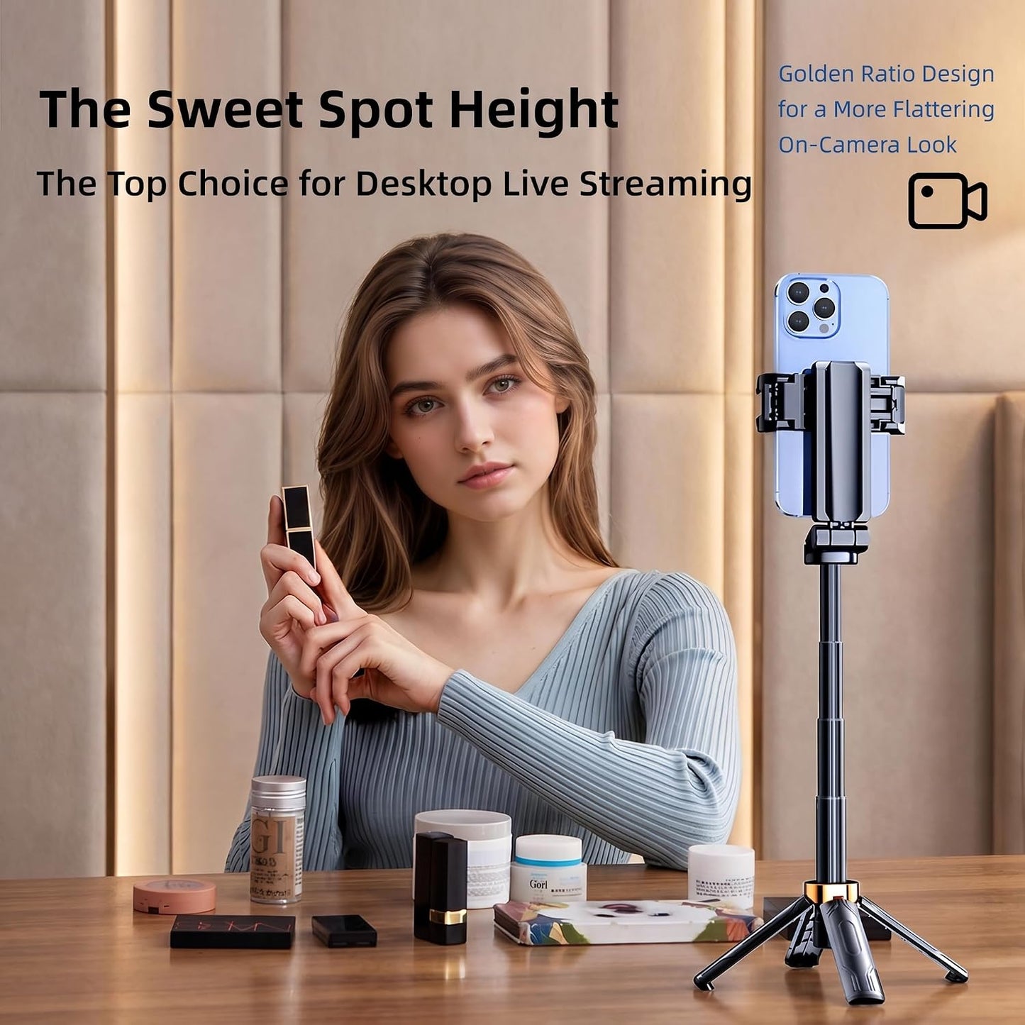 Briteroh 4" 4-Leg 360 3.8 oz Mini Selfie Stick Tripod, Pocket-Sized Selfie Stick with Bluetooth Remote, Reinforced