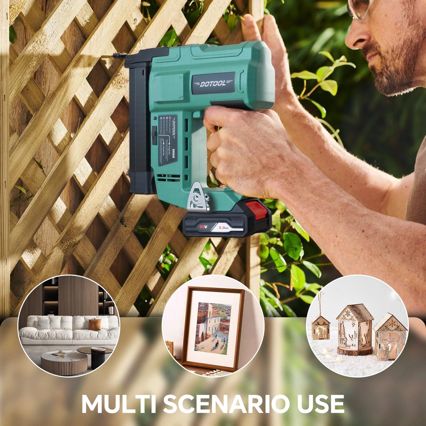 DOTOOL Cordless Nail Gun Battery Powered,2 in 1 Electric Nail Gun with 1000pcs 18 GA Nails, Brad Nailer with 20V 2.0A Batteries for Home Improvement & Woodworking
