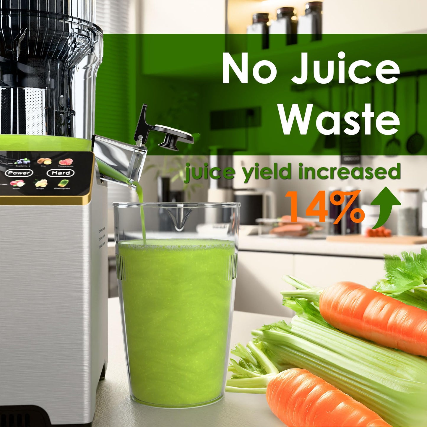 WHALLPRO Slow Masticating Juicer machines, Touch Control Cold Press Juicer with Wide Feed Chute, Juicer Easy to Clean for Whole Vegetables Fruits, Ergonomic Operational Panel,High Juice Yield,Titanium