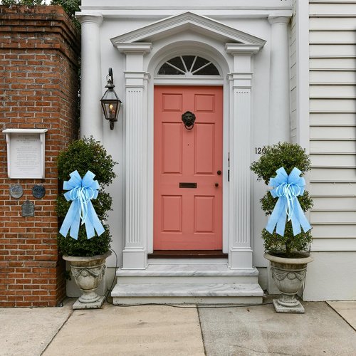 Large Blue Burlap Bow by [Brand Name] - Perfect for Wreaths & Spring Decor | Ideal for Weddings & Holidays