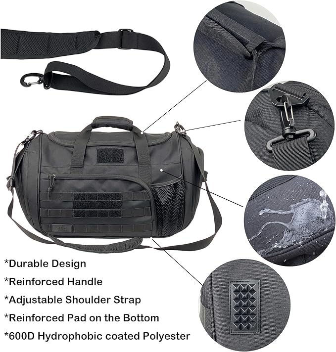 APRlLBAY 43L Large Capacity Military Duffel Bag - Tactical Gym Bag/Weekender for Men & Women (Jet Black)