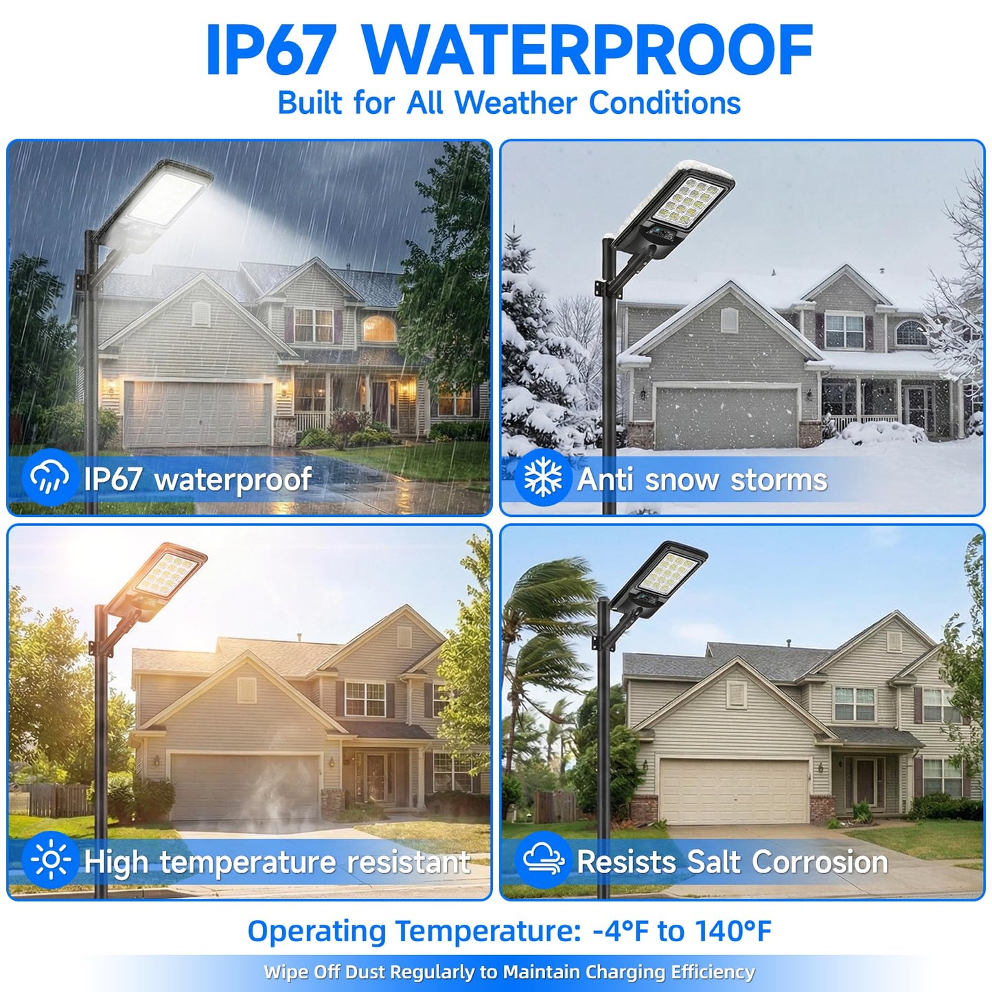 Solar Street Light Outdoor with 18'' Lamp, IP67 Waterproof Dusk to Dawn Motion Sensor Security Light, 20000LM 330pcs LED Solar Flood Lights, Wall/Pole Mount for Yard, Driveway, Parking Lot (4 Pack)