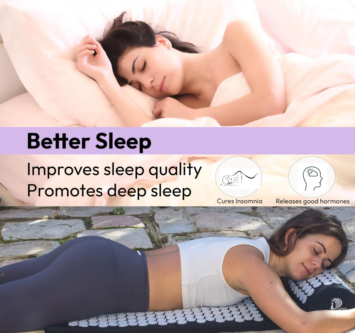 DoSensePro Acupressure Mat & Pillow Set – Extra-Long 29” Acupressure Therapy for Back & Neck Pain Relief, Sciatica, Stress Relief & Sleep Support – Includes Carry Bag & Hot/Cold Pack (Purple)