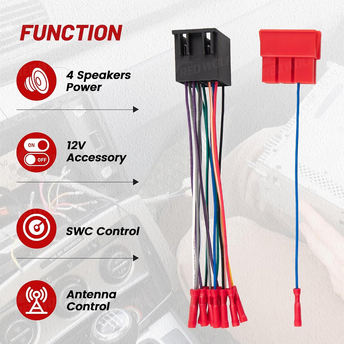 2008-2010 2010-2013 2009-2010 RED WOLF Car ISO Radio Wiring Harness w/Connector Butt for Select Hyundai Elantra Santa