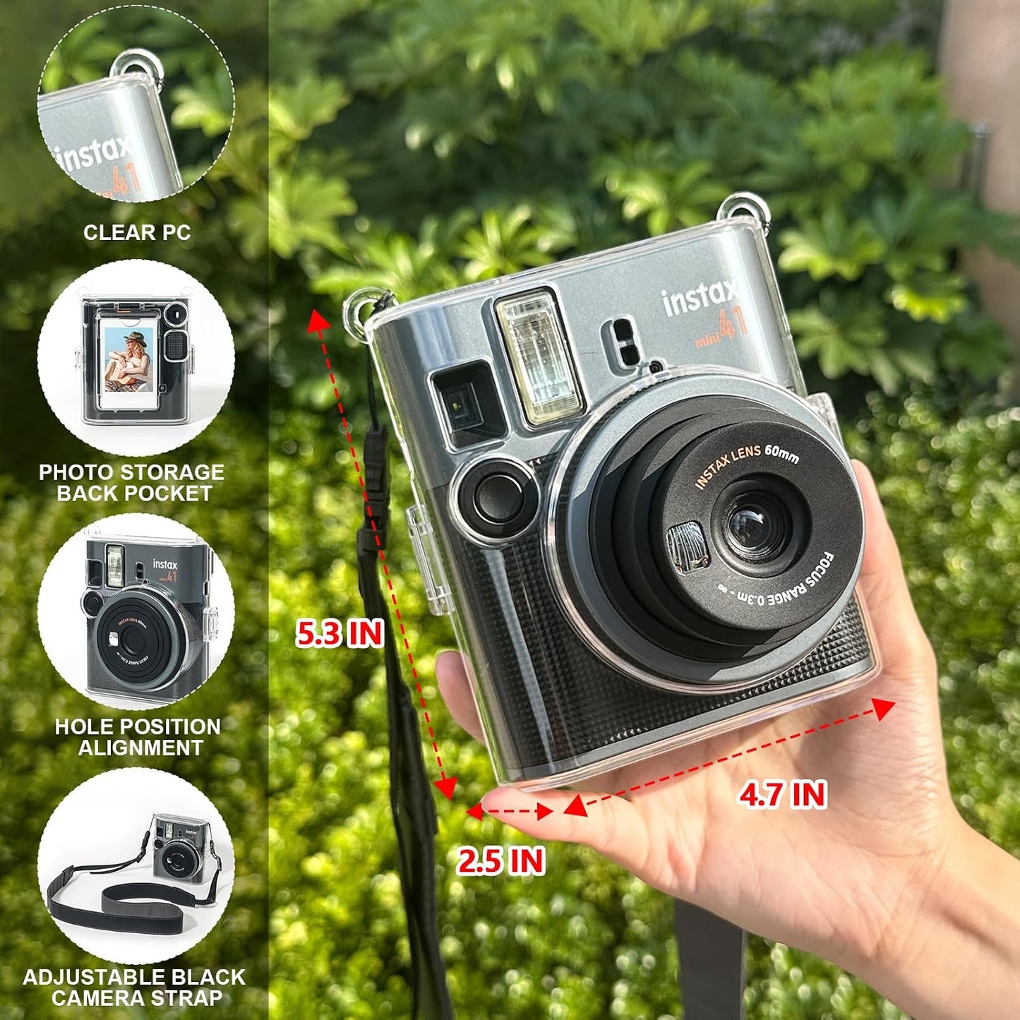 WOGOZAN 41 41 3 Inch 64 Album, 2 10 Mini Clear Case Kit for Fujifilm Instax Mini Instant Camera, Hard PC Clear Case